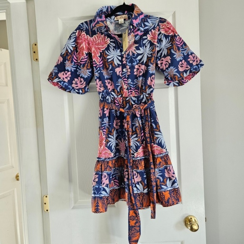 Womenâs Navy Floral Shirt Dress with Belt